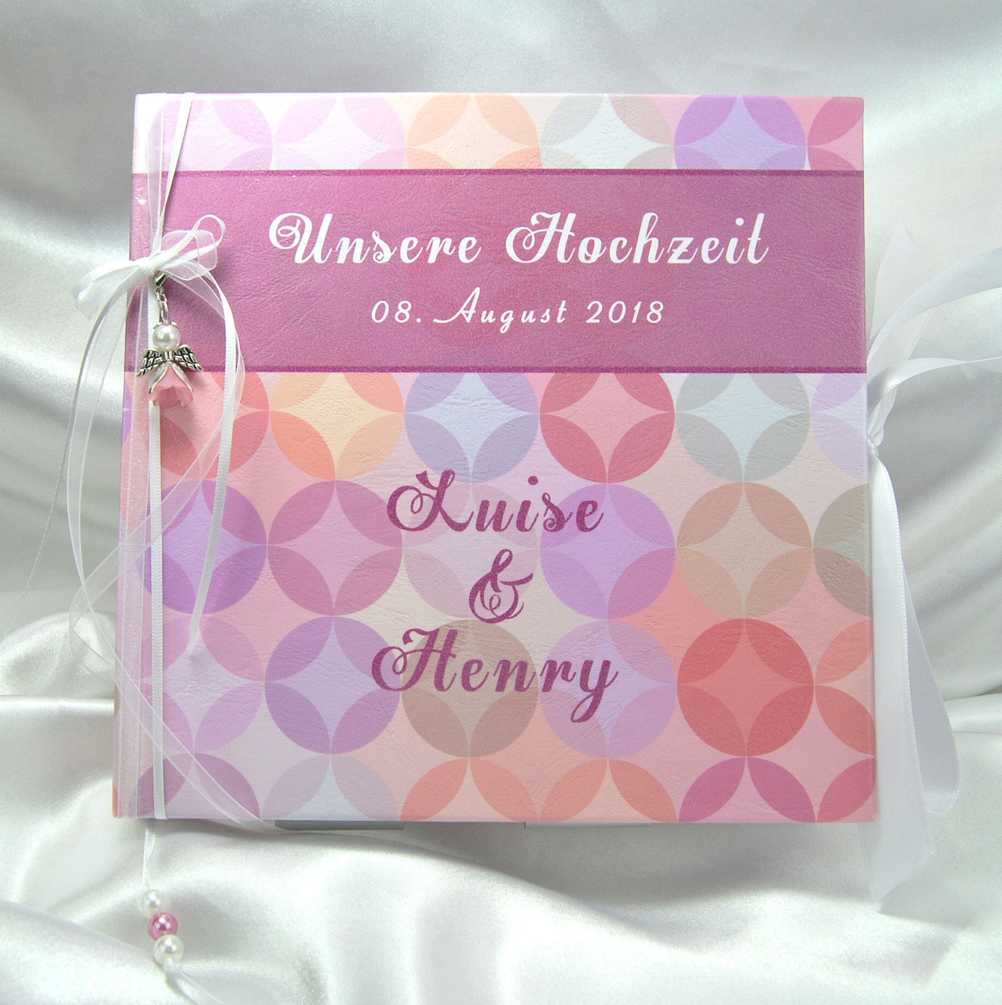 Hardcover Gästebuch zur Hochzeit apfelgrün pink 