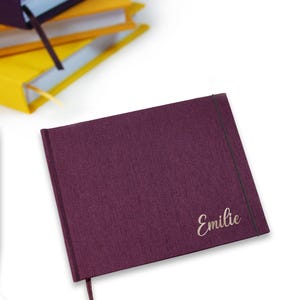 Minicuaderno con tapa dura de lino | Selección de colores | 8,5 x 11 cm | 100 páginas | Personalizable | Cuaderno de bocetos | Idea de regalo