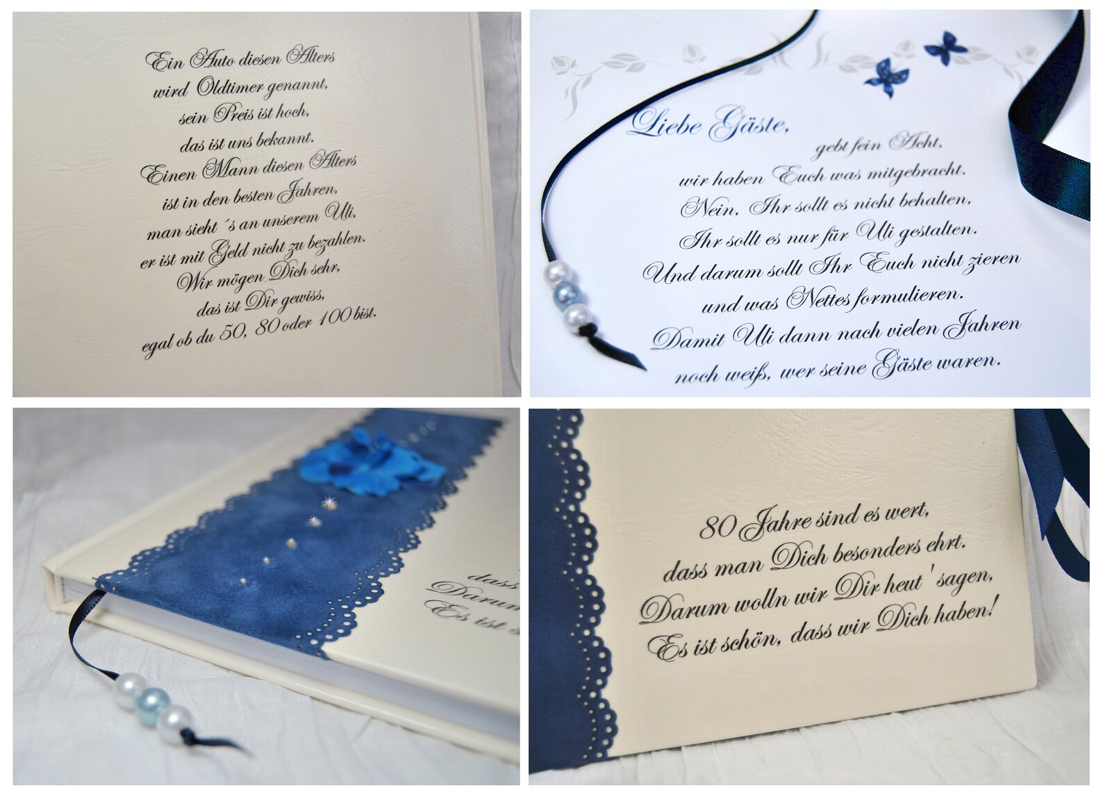 Gästebuch Geburtstag personalisiert mit Name Dunkelblau Blüte Etsy