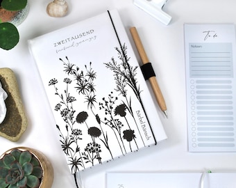 Weekly Planner & Appointment Calendar 2025/26 A5 Hardcover Personalized | Meadow Silhouette | Extras | Weekly Overview School Planner Student Teacher