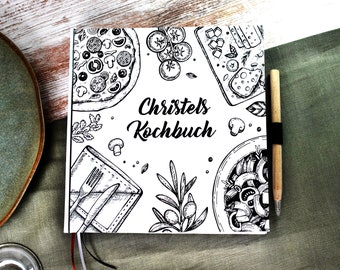 personalisiertes Rezeptbuch Familie Kochbuch Hardcover mit Leseband, zum Selberschreiben und Rezepte aufbewahren Geschenk Eltern Weihnachten