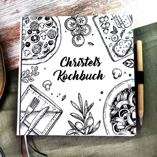 personalisiertes Rezeptbuch Familie Kochbuch Hardcover mit Leseband, zum Selberschreiben und Rezepte aufbewahren Geschenk Eltern Weihnachten