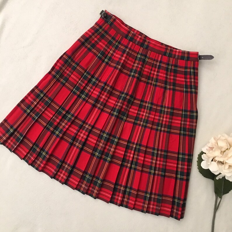 Vintage tartan check Scottish wrap kilt skirt Made in Scotland size 12