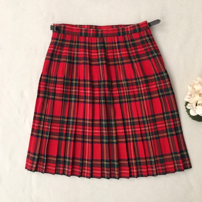 Vintage tartan check Scottish wrap kilt skirt Made in Scotland size 12