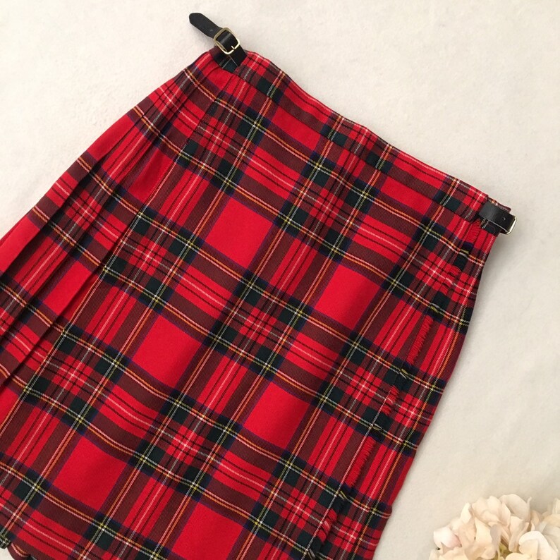 Vintage tartan check Scottish wrap kilt skirt Made in Scotland size 12