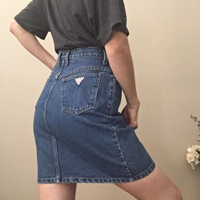 Vintage Guess denim skirt Made in USA Etsy