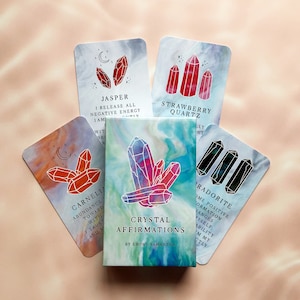 Kaartspel met positieve bevestiging: CRYSTAL AFFIRMATIONS | edelsteen, kristallen