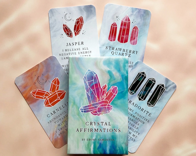 Positive Affirmation Card Deck: CRYSTAL AFFIRMATIONS | gemstone, crystals