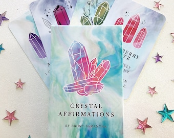 Positive Affirmation Card Deck: CRYSTAL AFFIRMATIONS | gemstone, crystals