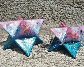Orgone-energie Heilige geometrie Merkabahs Rozenkwarts zwarte toermalijn Set van 2 met reiki-infusie