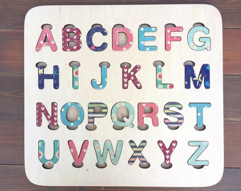 Alphabet en bois Puzzle Jouet éducatif Enfants Cadeau Jouets d’apprentissage Jouets en bois Lettres en bois Alphabet En bois Alphabet Lettres Abc Puzzle