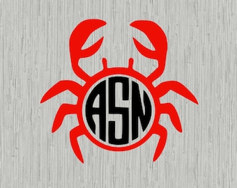 Crab monogram base svg, crab svg, crab monogram svg, ocean svg, cut files for cricut silhouette, svg, dxf, eps, png