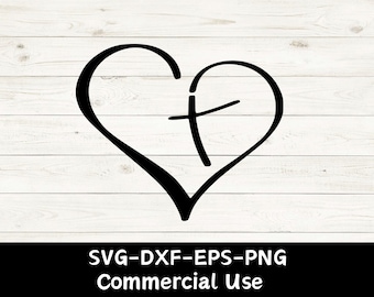 Heart cross svg, faith svg, christian svg, Jesus, cut files for cricut silhouette, PNG, DXF, EPS, laser cut files, Instant Download!