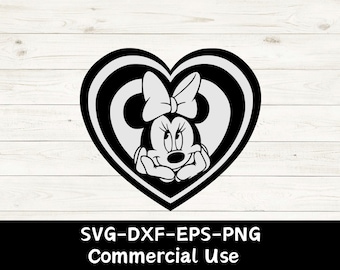 Minnie mouse svg, minnie mouse clipart, minnie mouse heart svg, t-shirt transfer, cut files for cricut and silhouette