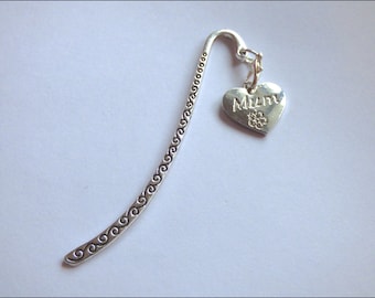 1x Antique silver Mum heart swirls bookmark gift mothers day christmas birthday wedding celebrations