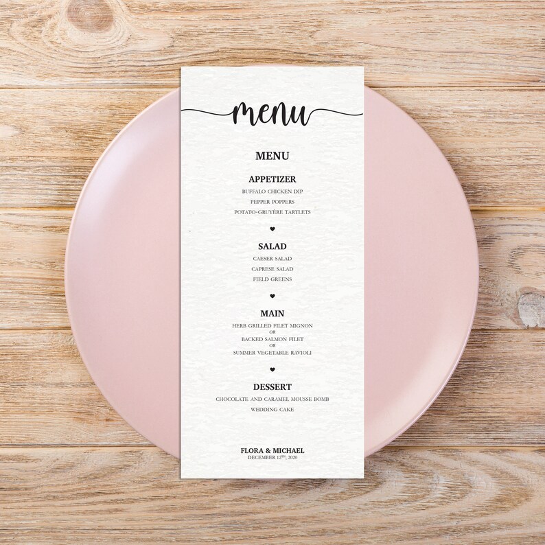 Rehearsal Dinner Menu Template