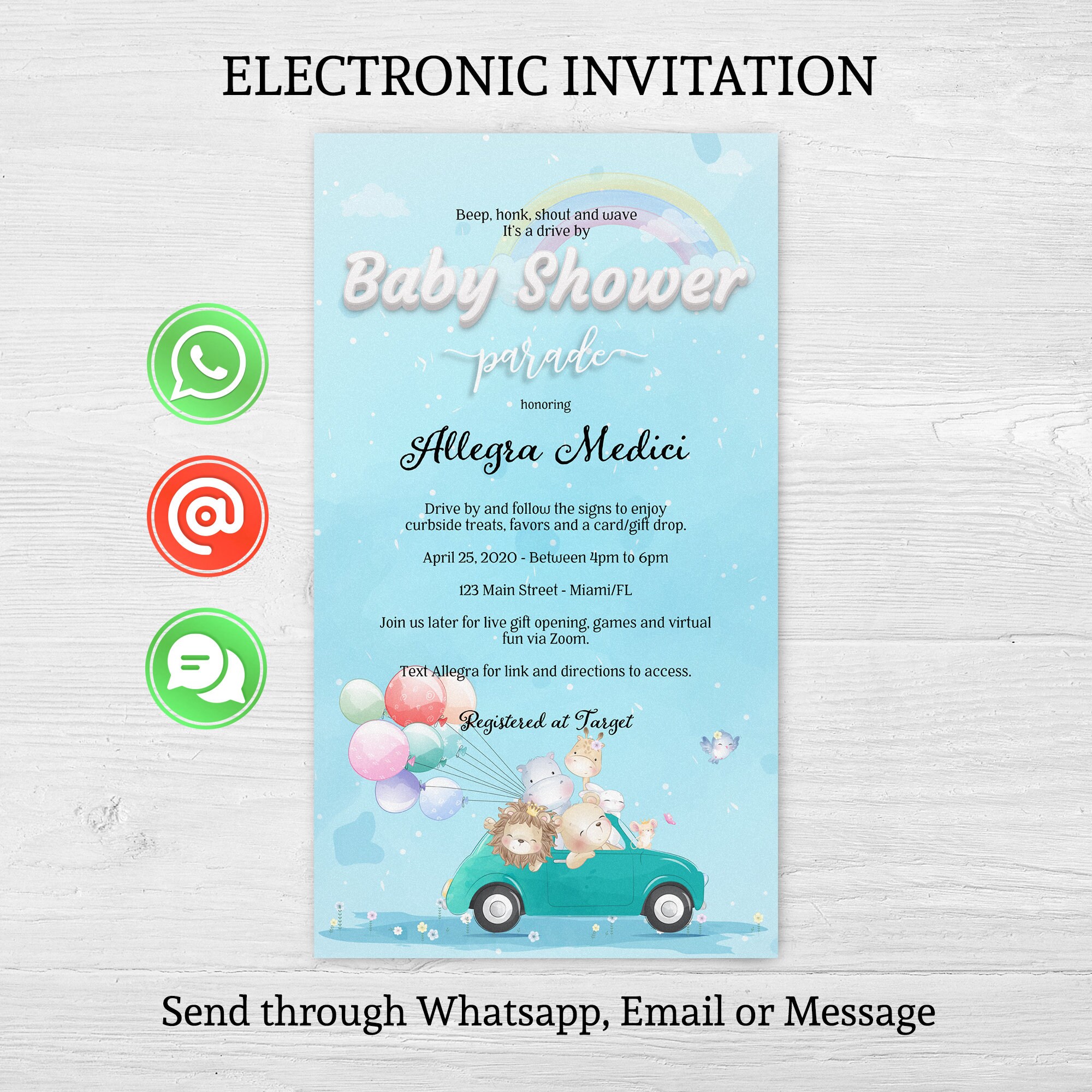Baby shower parade invitation Drive by baby shower Etsy