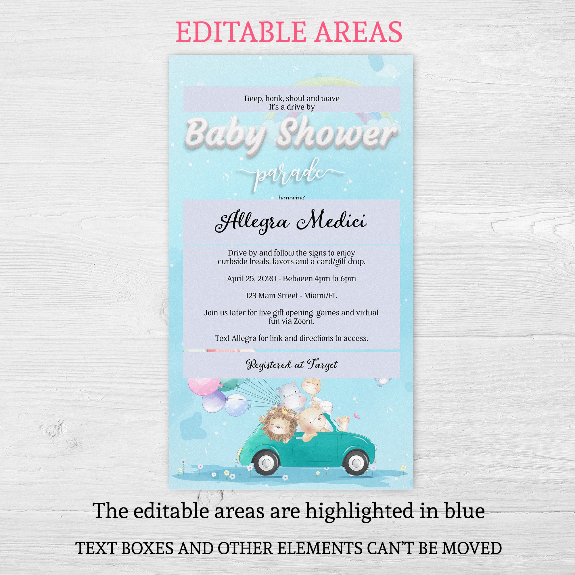 Baby shower parade invitation Drive by baby shower Etsy