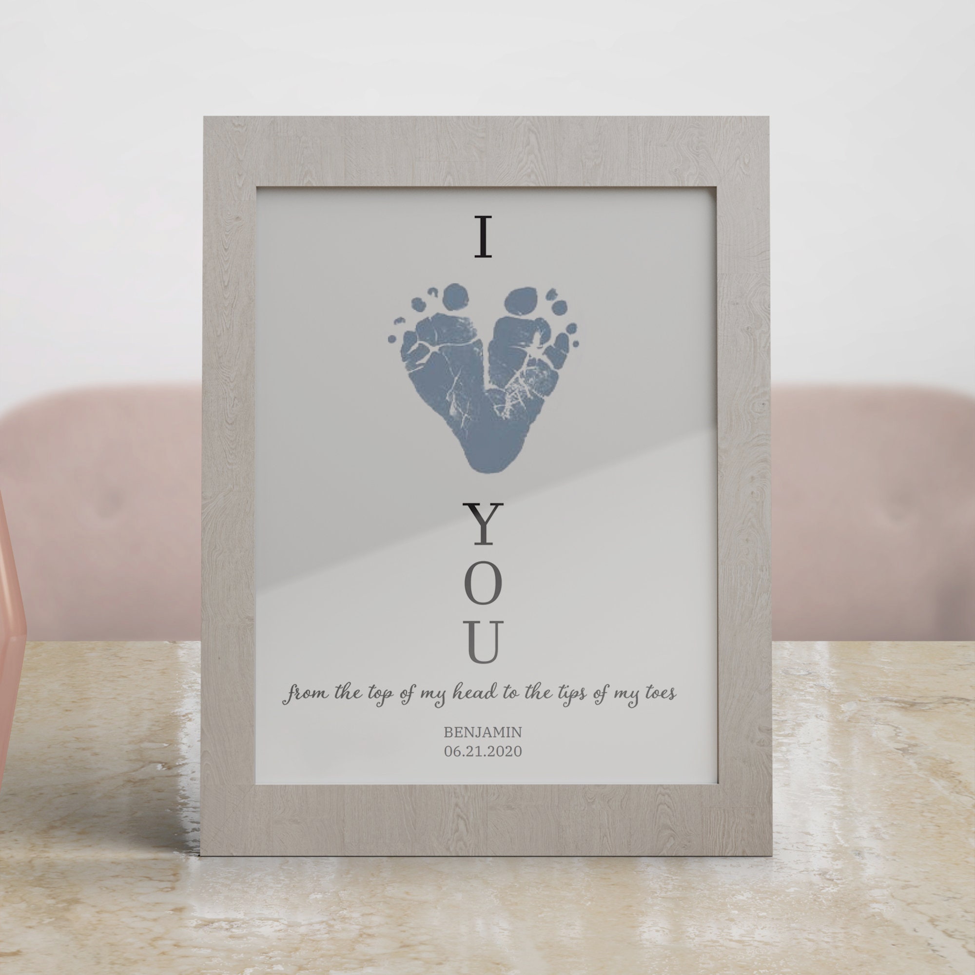 Printable Fathers day baby message | Baby feet print | I love you mes…