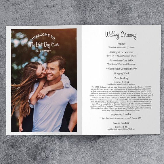 Catholic Wedding Program Catholic Wedding Ceremony Folded Etsy