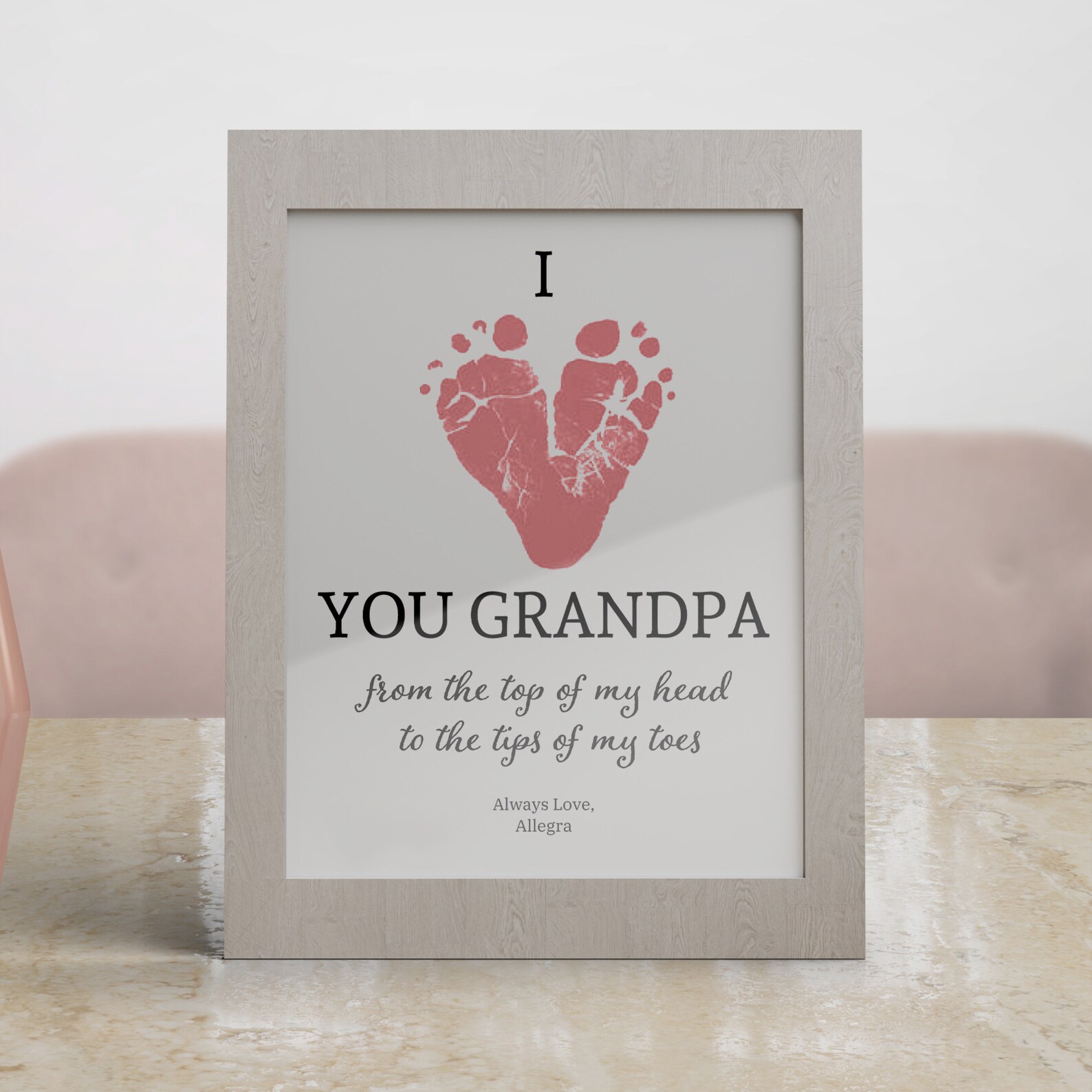 Printable Baby Footprint Gift for Grandpa Fathers Day Gift Etsy UK
