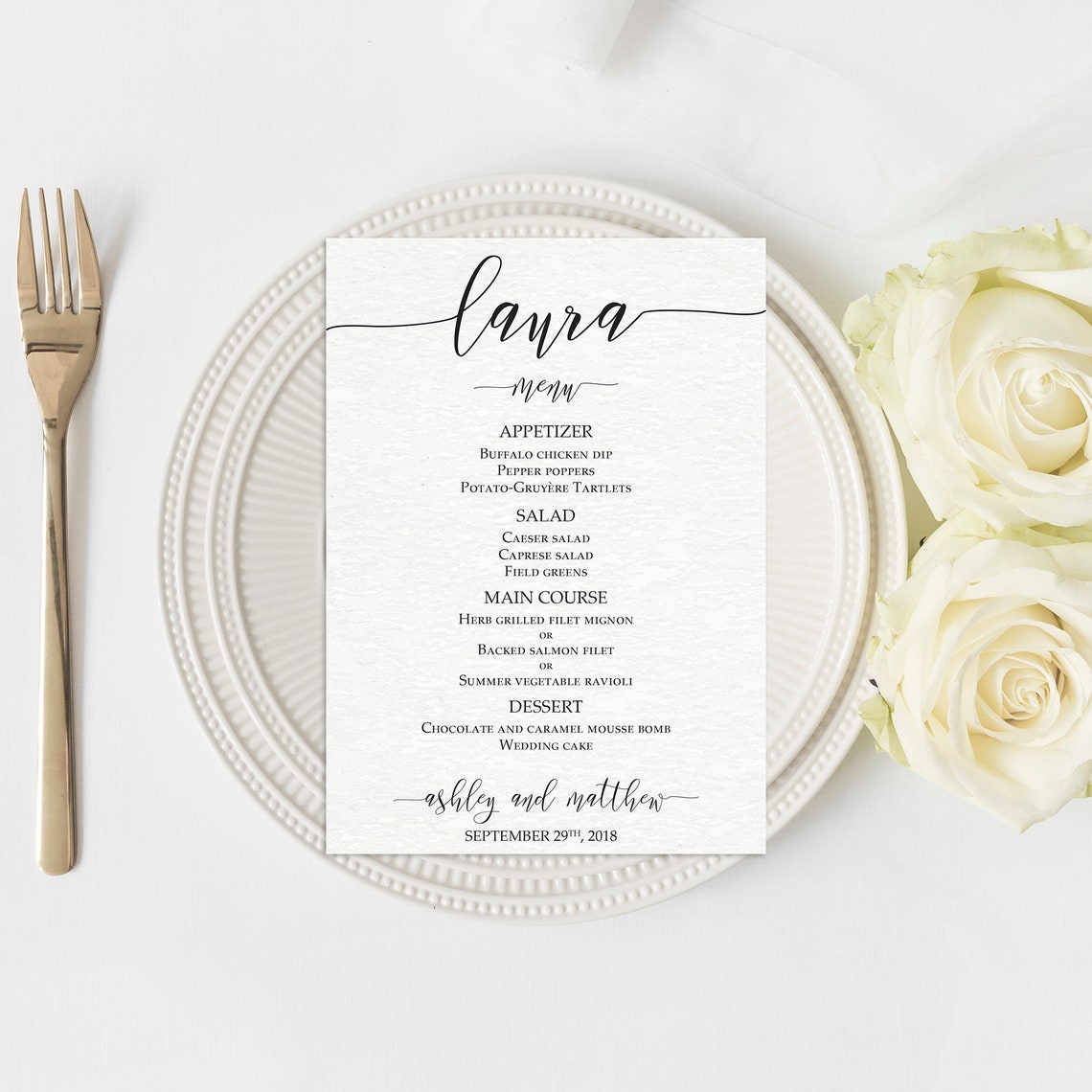 Printable Wedding Menu With Guest Name Menu With Names Etsy UK