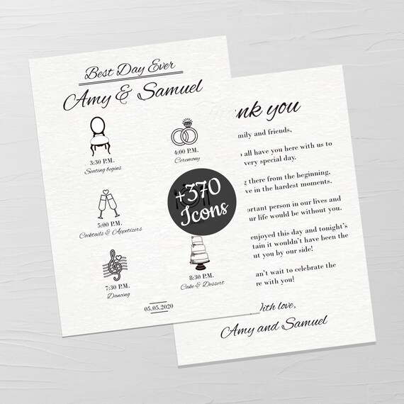 Wedding Timeline Wedding Itinerary Timeline Template Etsy