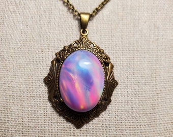 Lilac Opal Cabochon Pendant Necklace