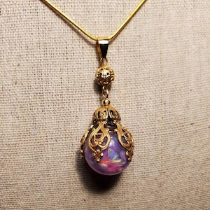 Filigreed Floating Opal Necklace
