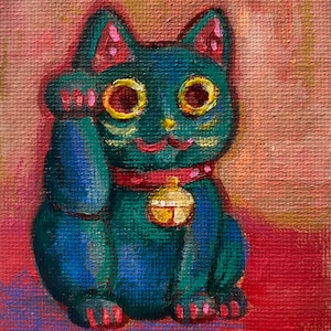 Schwarzer Maneki Neko Print