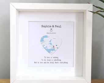 Personalised Framed Map Engagement Gift - Personalized Where We Got Engaged Map Frame / Engagement Presents / Engagement Gifts for Couples