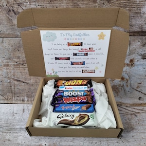 Regalo per il padrino Confezione regalo di cioccolato per il padrino Regali per il padrino Idee regalo per il padrino Grazie padrino Sarai il mio regalo di proposta per il padrino