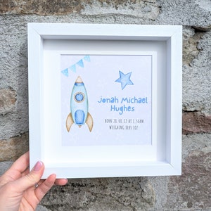 Rocket Nursery Decor Space Themed Gifts Baby Boy Rocket Rocket Themed Gifts Personalised Baby Boy Frame Baby Name Frame For a Boy gift idea
