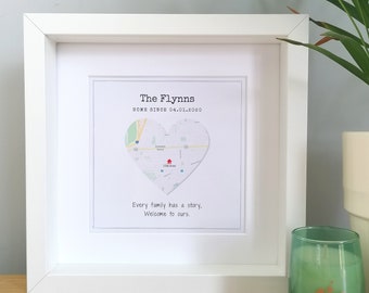 Personalised Framed New Home Map Gift First Home Gift New Home Map New Home Frame Our First Home First New Home Gift Idea new homeowner
