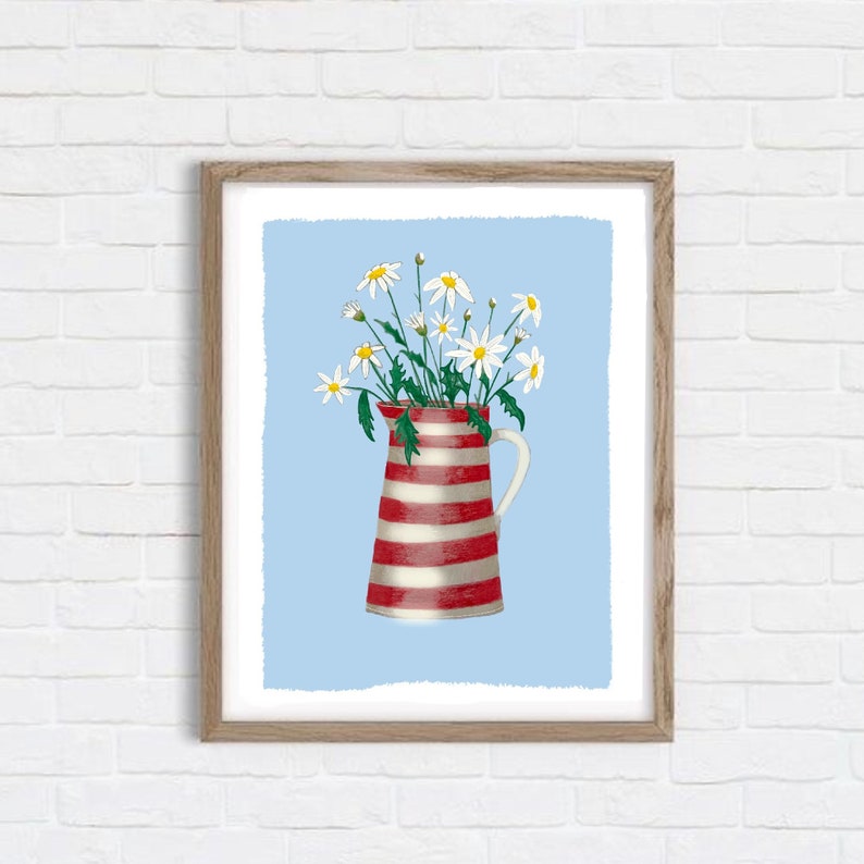 Flowers in vase Art, Original Art, Flower Painting, Daisy Painti