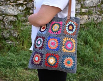 Granny Square Bag, Tote Bag, Granny Square Crochet Bag, Crochet Bag, Hippie Bag, Boho Bag, Vintage Style, Bag For Women, Handmade Bag, Bag