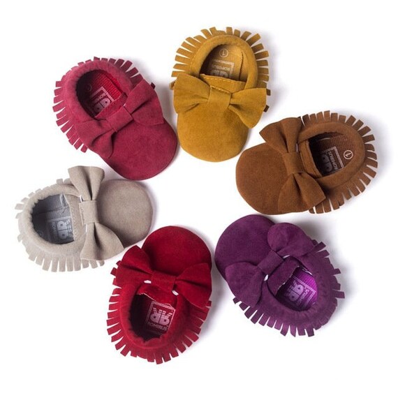 baby girl moccasins with bow