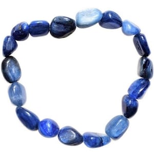 Polished Blue Kyanite Bracelet 8 mm Gemstone Bead Bracelet Nugget Bracelet Stretchy
