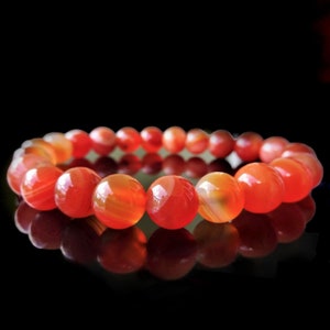 Natürliche Karneol Edelstein Armband poliert Stein Perlenarmband Stretch Kristall Armband