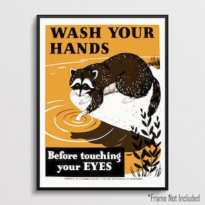 Wash Your Hands Before Touching Your Eyes Vintage Safety Poster Print