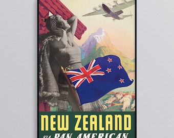 New Zealand Centennial Exhibition Poster: Vintage Style 1939 Retro