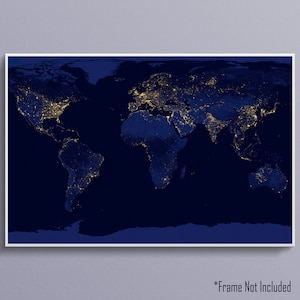 NASA Satellit Bild der Erde bei Nacht Kunst Poster Druck