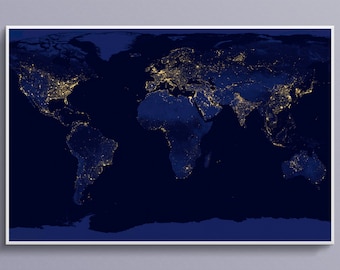 NASA Satellite Image of the Earth at Night Art Poster Print