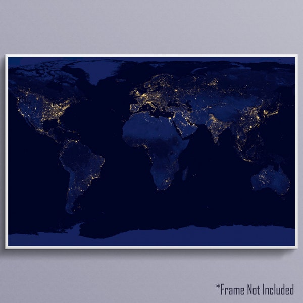 NASA Satellite Image of the Earth at Night Art Poster Print
