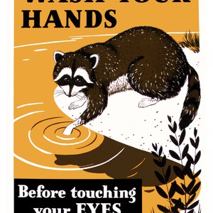 Wash Your Hands Before Touching Your Eyes Vintage Safety Poster Print image 2