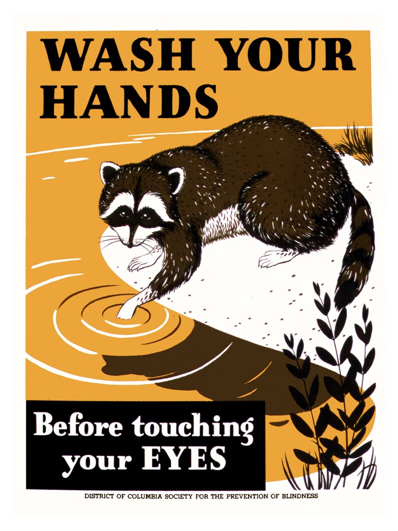 Wash Your Hands Before Touching Your Eyes Vintage Safety Poster Print image 2