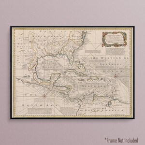 Map of the West Indies from the Year 1720, Historic Art Poster Print
