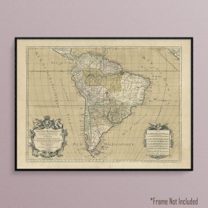 Map of South America in 1783, Historic Art Poster Print