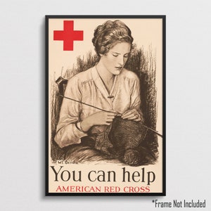 Sie helfen können - amerikanische Rote Kreuz Jahrgang Krieg Posterdruck