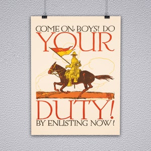 Vintage World War One Recruitment Poster Print